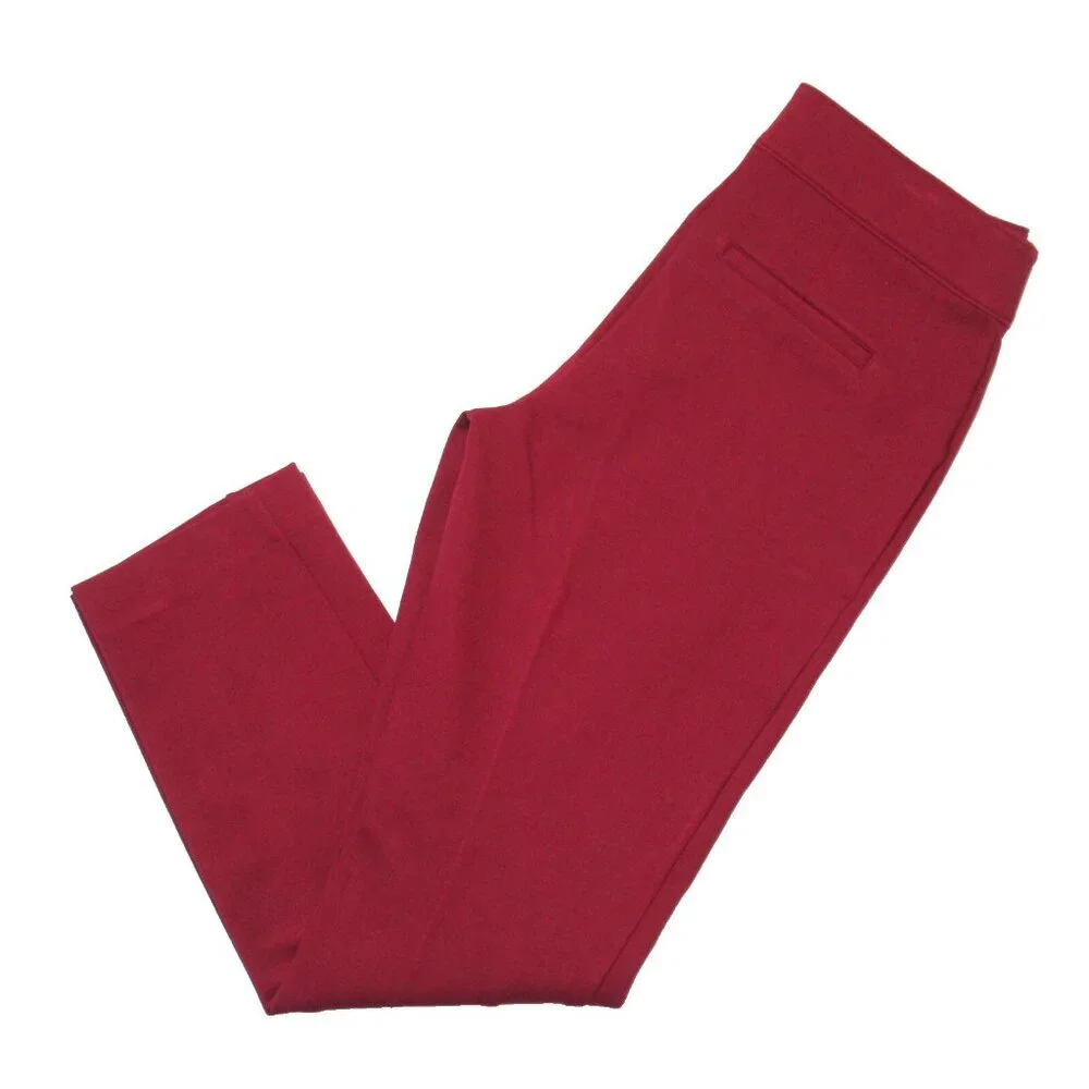 NWT SPANX 20777R Perfect Pant in Deep Red Ponte Tab Ankle Straight Trouser M